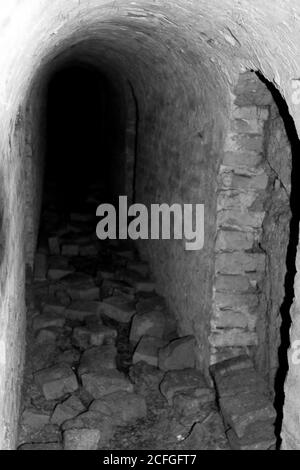 Antica e storica fortezza di Petrovaradin. I misteri del castello abbandonato. Foto Stock