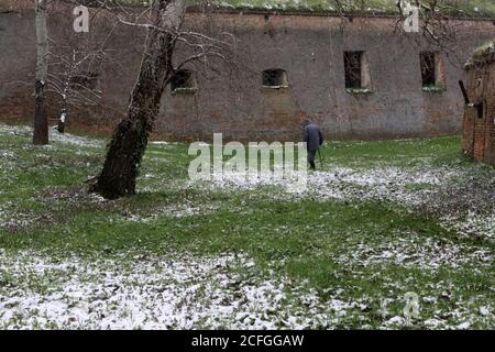 Antica e storica fortezza di Petrovaradin. I misteri del castello abbandonato. Foto Stock