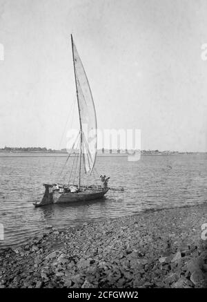 Sudan. Khartoum. Scena sulle rive del Nilo Blu ca. 1936 Foto Stock