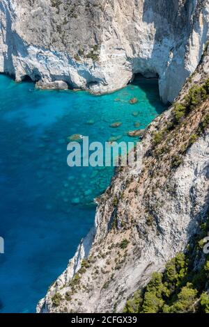 bellissimo scenario alle grotte di keri sul sialnd greco di zante in grecia zante. Foto Stock