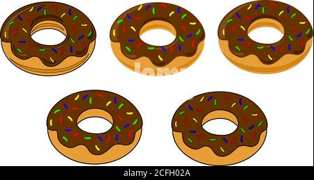 pacchetto di ciambelle di cioccolato con draghe colorate Illustrazione Vettoriale
