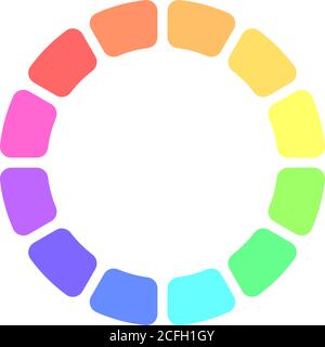 Blocchi di colore dello spettro rainbow parzialmente trasparenti disposti nell'anello. Illustrazione vettoriale. Illustrazione Vettoriale