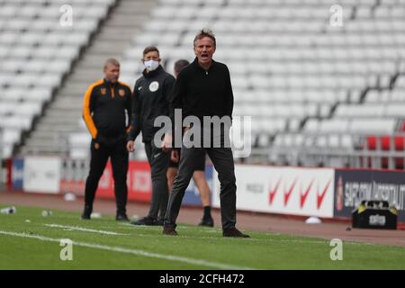 SUNDERLAND, INGHILTERRA. 5 SETTEMBRE il manager del Sunderland Phil Parkinson durante la partita della Carabao Cup tra Sunderland e Hull City allo Stadio di luce di Sunderland. (Credit: Mark Fletcher | MI News) Credit: MI News & Sport /Alamy Live News Foto Stock