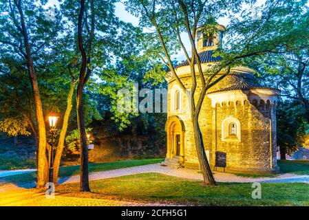 Rotunda os St Martin - il più antico edificio romanico di Praga, Vysehrad, Repubblica Ceca. Foto Stock