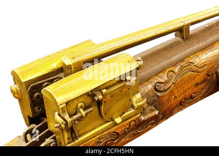 Flintlock antico arpione utilizzato per balenare sul Royal George molto vecchio Foto Stock