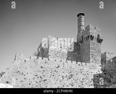 Didascalia originale: Cittadella e Torre di Davide - posizione: Gerusalemme ca. 1898-1946 Foto Stock