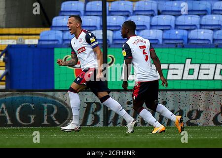 BOLTON, INGHILTERRA. 5 SETTEMBRE 2020 Boltons Antoni Sarcevic festeggia il suo 1-1 durante la prima partita di Carabao Cup tra Bolton Wanderers e Bradford City al Macron Stadium di Bolton. (Credit: Chris Donnelly | MI News) Credit: MI News & Sport /Alamy Live News Foto Stock