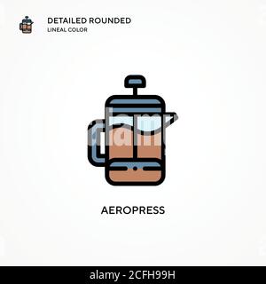 Icona vettore Aeropress. Concetti moderni di illustrazione vettoriale. Facile da modificare e personalizzare. Illustrazione Vettoriale