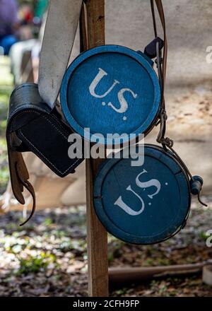 Un reenactment per la battaglia di Loxahatchee. Foto Stock