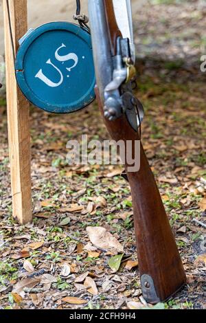 Un reenactment per la battaglia di Loxahatchee. Foto Stock