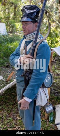 Un reenactment per la battaglia di Loxahatchee. Foto Stock