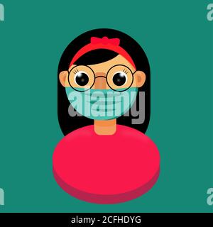 Ragazza indossare una maschera per proteggere covid-19 Coronavirus Foto Stock