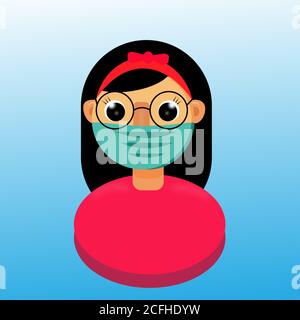 Ragazza indossare una maschera per proteggere covid-19 Coronavirus Foto Stock