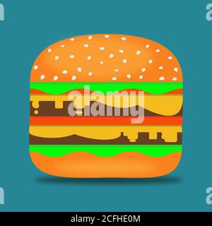 un'illustrazione di hamburger su sfondo blu scuro Foto Stock