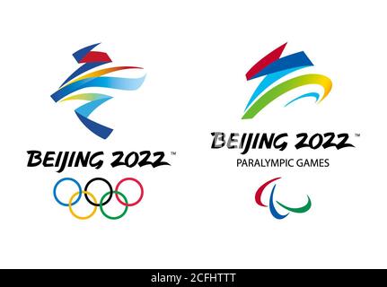 (200906) -- PECHINO, 6 settembre 2020 (Xinhua) -- questa è la vecchia versione emblema per i Giochi Olimpici invernali di Pechino 2022 e i Giochi Paralimpici invernali del 2022. L'emblema aggiornato per i Giochi Paralimpici invernali di Pechino 2022 è stato rilasciato il 6 settembre 2020 per abbinare il nuovo simbolo Paralimpico che è stato rinnovato nell'ottobre 2019. Dopo consultazione con il Comitato Paralimpico Internazionale (IPC), Pechino 2022 ha riaffermato e ricolorato il suo emblema Paralimpico "Flying High" per rimanere in linea con il nuovo simbolo Paralimpico "Agitos", e le parole "PARALIMPICI GIOCHI" sono state rimosse dal design originale. (Pechino 202 Foto Stock