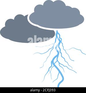 Icona nuvole e fulmini. Design a colori piatti. Illustrazione vettoriale. Illustrazione Vettoriale