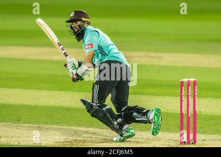 Londra, Regno Unito. 5 settembre 2020. Hashim Amla batte mentre Surrey prende il Middlesex nella partita Vitality T20 Blast al Kia Oval. David Rowe/Alamy Live News Foto Stock