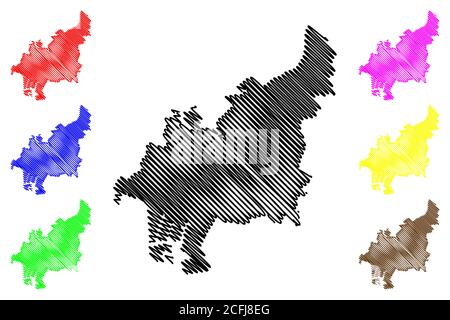 Funabashi Città (Stato del Giappone, isola paese, Prefettura di Chiba) mappa vettoriale illustrazione, scrimbolo schizzo Città di Funabashi mappa Illustrazione Vettoriale