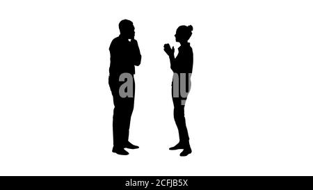 Silhouette donna Business dando alcune idee per il suo boss. Foto Stock