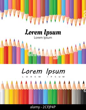 set vettoriale di matite colorate matite matite pastili colorati isolati su sfondo bianco. Illustrazione Vettoriale