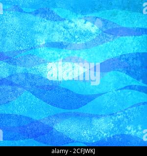 Astratto acquerello trasparente mare oceano blu teale turchese colorato sfondo onda. Illustrazione delle onde dipinte a mano con acquerello. Spaccature del telaio di intestazione Foto Stock