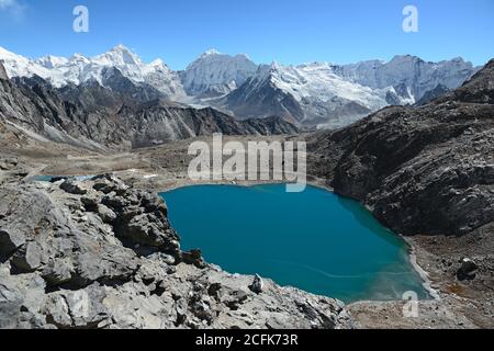 La vista dalla cima di Kongma la a 5535 m. Foto Stock