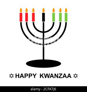 Happy kwanzaa , design americano isolato su sfondo bianco. Biglietto d'auguri, illustrazione vettoriale . Illustrazione Vettoriale