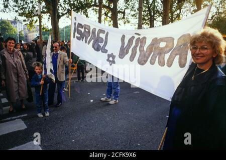 La comunità ebraica protesta Yasser Arafat in viaggio ufficiale in Francia, Lione, Francia Foto Stock