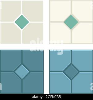 Quattro diverse versioni di vettori di pattern senza giunture realizzati con piastrelle di colore vintage. Illustrazione Vettoriale