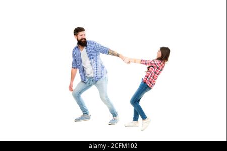 Voglio di più. Il bambino tiri sopra il padre. Godere di relazioni familiari felici. Relazioni e legami. Legami e legami. Amore e fiducia. Valori familiari. Relazioni e relazioni. Studio fotografico. Foto Stock