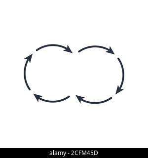 icona infografica a cerchio doppio con sei frecce. Illustrazione vettoriale di stock isolata su sfondo bianco. Illustrazione Vettoriale
