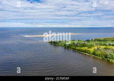 Vista aerea del fiume Vistola bocca per il Mar Baltico Foto Stock