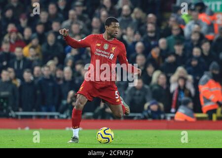 Il 29 dicembre 2019, Anfield, Liverpool, in Inghilterra; Premier League Liverpool v Wolverhampton Wanderers : Georginio Wijnaldum (5) di Liverpool in azione durante il gioco Credito: Mark Cosgrove/news immagini Foto Stock