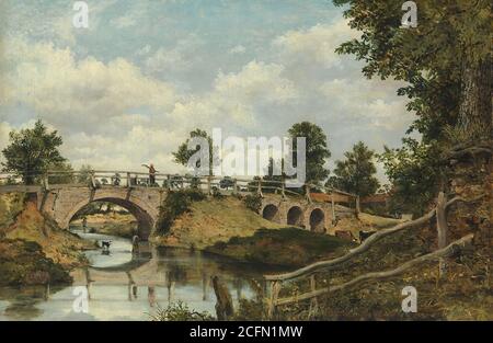 Watts Frederick Waters - un vecchio ponte a Hendon Middlesex - British School - 19 ° secolo Foto Stock