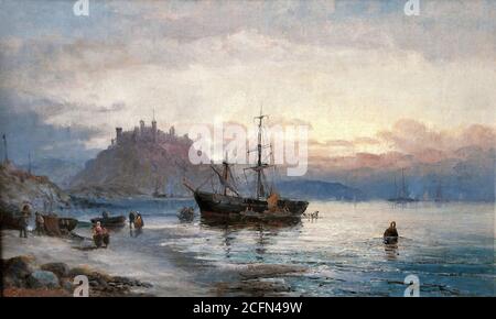 Thornley Hubert (William) - Castello di Bamburgh - Scuola Britannica - 19 ° secolo Foto Stock