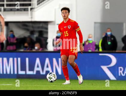 Stadio Olimpico di Helsinki, 2020/09/03. UEFA Lega delle Nazioni 2020. Campionato B, Gruppo 4. Finlandia / Galles. Ethan Ampadu - Galles Foto Stock