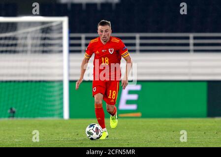 Stadio Olimpico di Helsinki, 2020/09/03. UEFA Lega delle Nazioni 2020. Campionato B, Gruppo 4. Finlandia / Galles. Joe Morrell - Galles Foto Stock