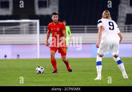 Stadio Olimpico di Helsinki, 2020/09/03. UEFA Lega delle Nazioni 2020. Campionato B, Gruppo 4. Finlandia / Galles. Tom Lockyer - Galles Foto Stock