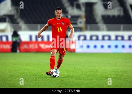 Stadio Olimpico di Helsinki, 2020/09/03. UEFA Lega delle Nazioni 2020. Campionato B, Gruppo 4. Finlandia / Galles. Connor Roberts - Galles Foto Stock