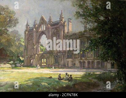 spooner, arthur - Abbazia di Newstead, Nottinghamshire, Vista dal prato, con figure in luce solare e ombra - 30949508963 aa873f98d2 o Foto Stock