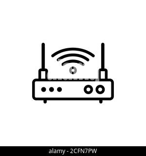 Icona della linea del router wireless. Vettore su sfondo bianco isolato. EPS 10 Illustrazione Vettoriale