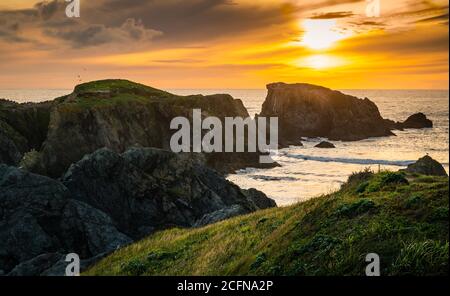 Bella scena costiera tramonto in Oregon Foto Stock