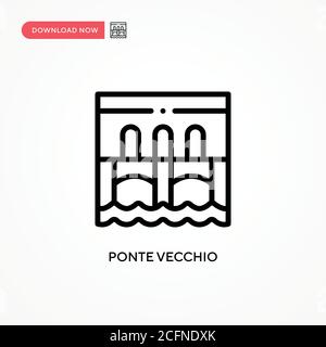 Icona vettore Ponte vecchio. Illustrazione vettoriale semplice e moderna per siti Web o applicazioni mobili Illustrazione Vettoriale