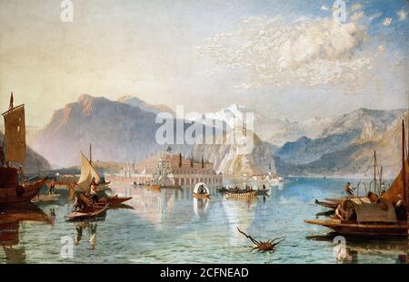 Pyne James Baker - Rent Day a Isola-Bella Lago maggiore - British School - 19 ° secolo Foto Stock