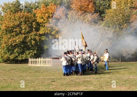 Battaglia di Lamac - ricostruzione di una battaglia storica fan della storia militare Foto Stock