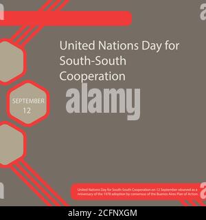 Il giorno delle Nazioni Unite per la cooperazione Sud-Sud del 12 settembre è stato ossevato in occasione dell'anniversario dell'adozione del 1978 da parte del Piano Buenos Aires dell'AC Illustrazione Vettoriale