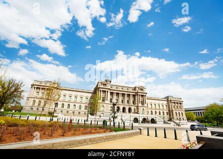 Vista frontale di una biblioteca del Congresso de facto nazionale Uno degli Stati Uniti a Washington Foto Stock