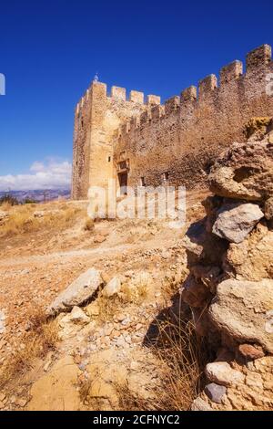 L'antica fortezza veneziana Frangokastello sull'isola di Creta, Grecia Foto Stock