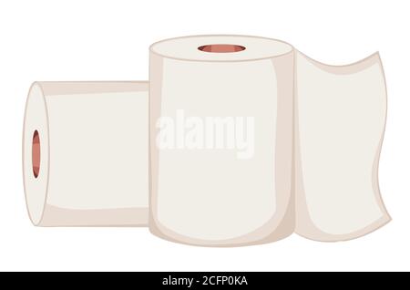 Rotolo di carta igienica semplice illustrazione su sfondo bianco. Illustrazione Vettoriale