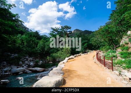 Lungo il sentiero Ulsan Bawi al Parco Nazionale di Seoraksan a Sokcho, Corea del Sud. Foto Stock